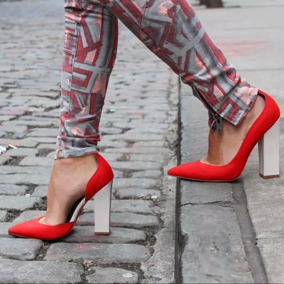 * NWOT Monika Chiang Skinny jeans blue yellow geometric $245 - Picture 5 of 9